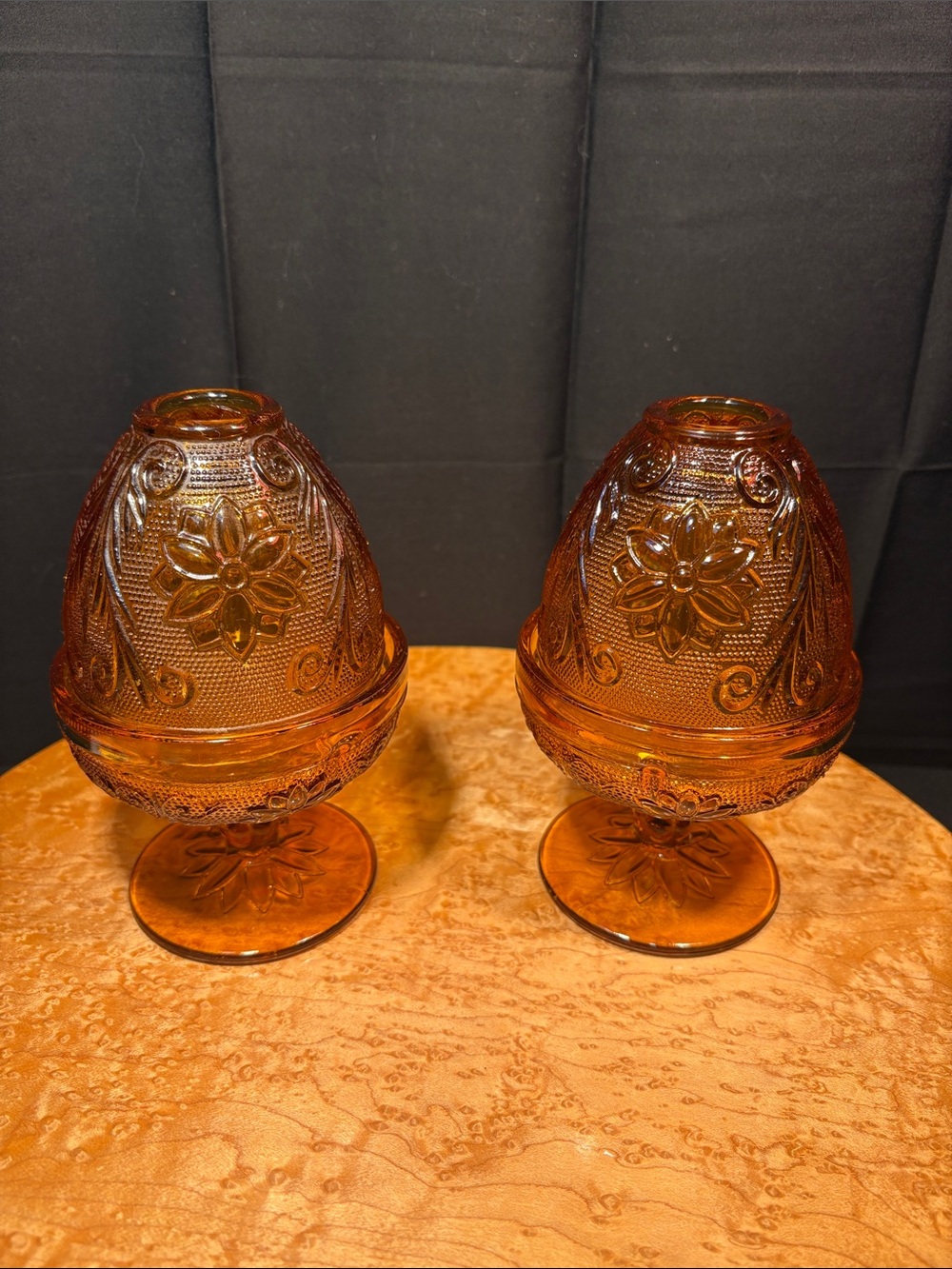 ✨ Stunning Vintage Tiara Indiana Glass "Sandwich" Pattern Fairy Lamps. Pair!